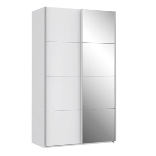 Szafa przesuwna z lustrem 120 cm Biały/Biały Połysk